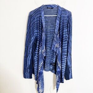 NIC+ZOE Blue Patterned four way linen blend drape Cardigan